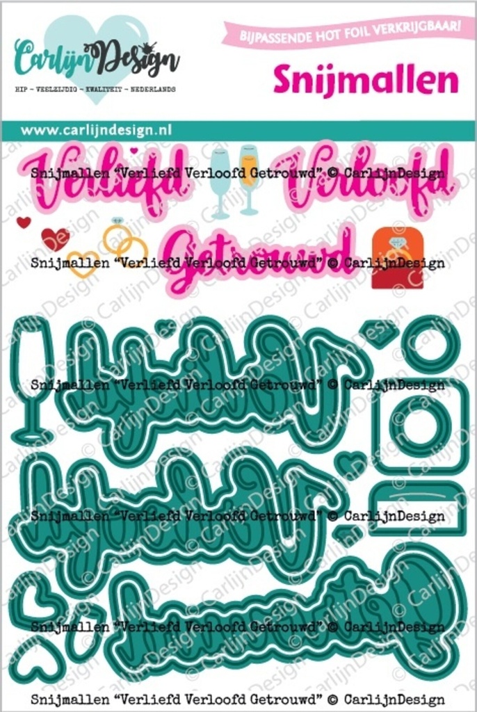 [183652] CarlijnDesign Cutting Dies - CDSN-0295 Verliefd Verloofd Getrouwd