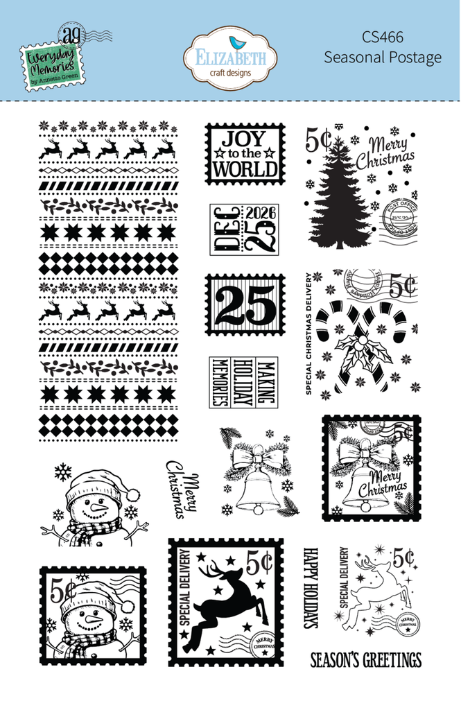 Elizabeth Craft Designs Clear Stamps - CS466 Seasonal Postage