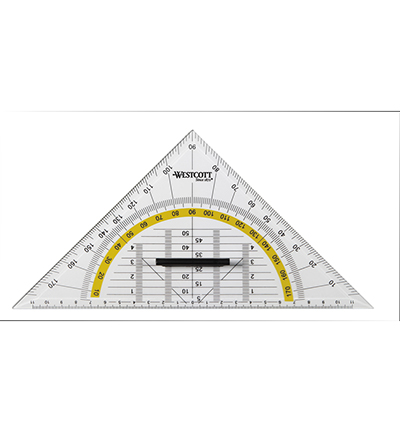 Geodriehoek Westcott 22cm met greep in polybag