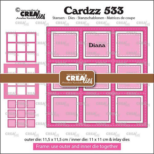 Crealies Cardzz Frame & Inlay Diana 9x vierkant 11,5x11,5 - 11x11cm + inlay dies