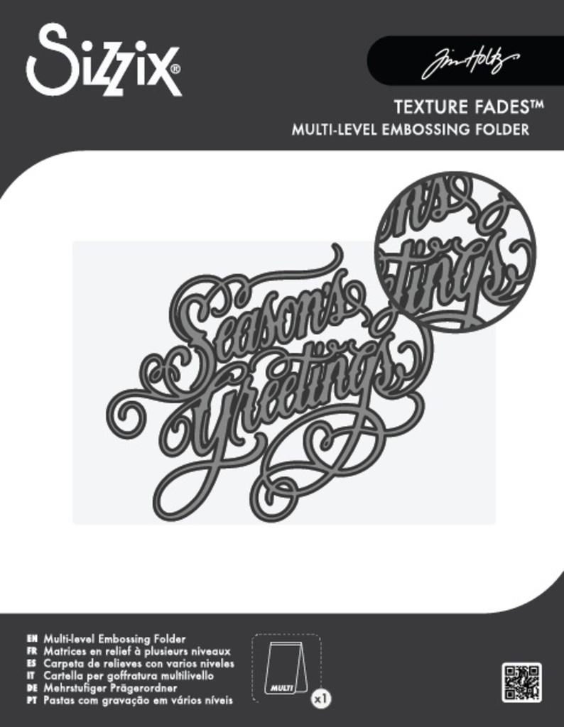 Sizzix Multilevel Texture Fades w/ A6 Embossing Folder By Tim Holtz - 667249 Vault Seasons Greetings