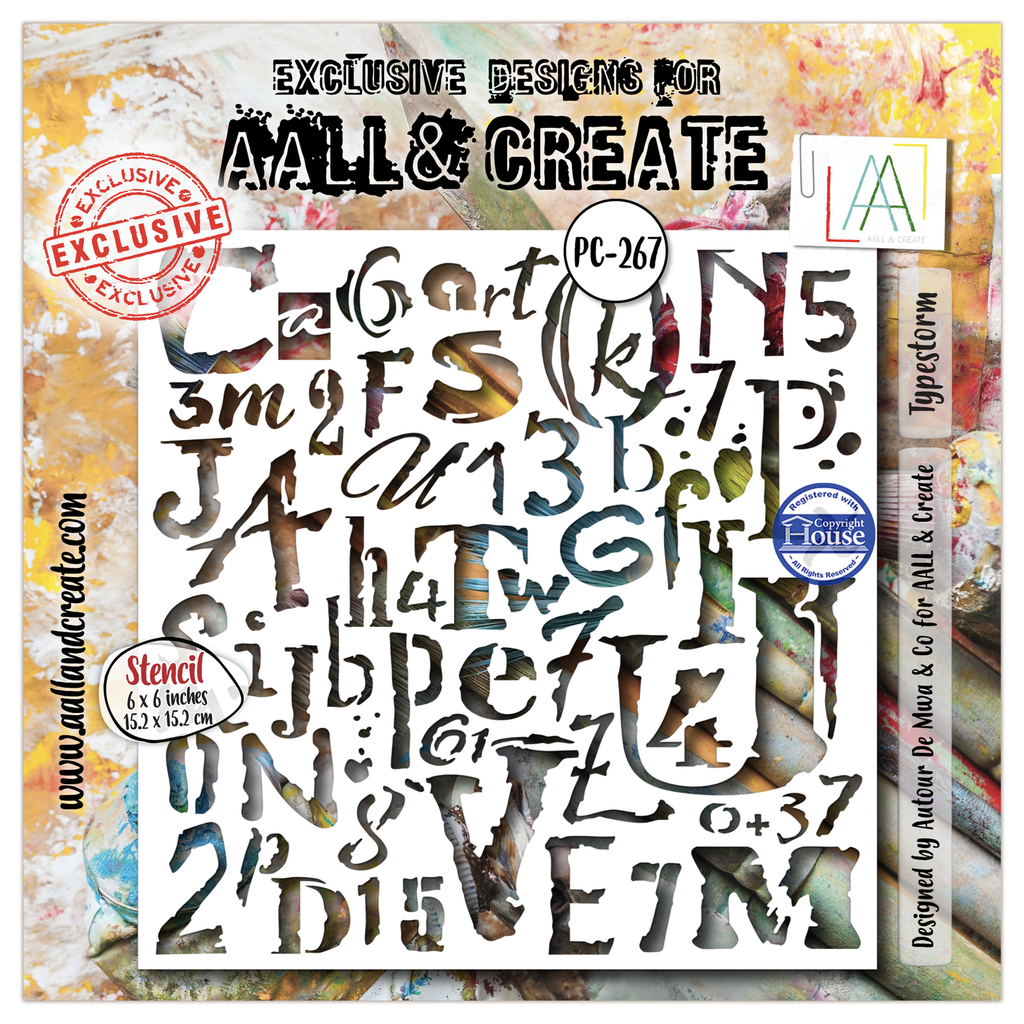 AALL & Create Stencils 6"x6" By Autour de Mwa & Co - #264 Typestorm Mathpunk