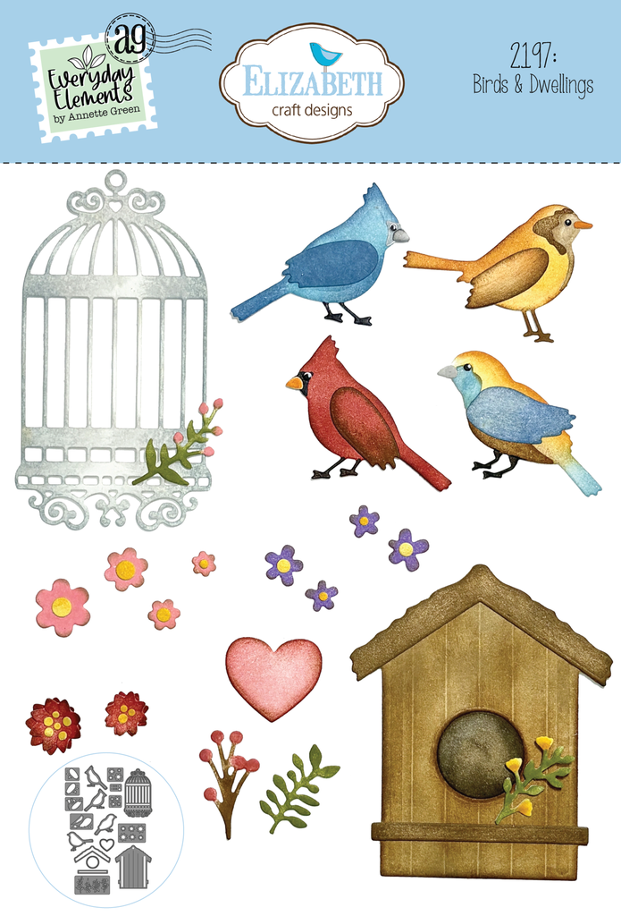 Elizabeth Craft Designs Cutting Dies Whispers of Nature - 2197 Birds & Dwellings
