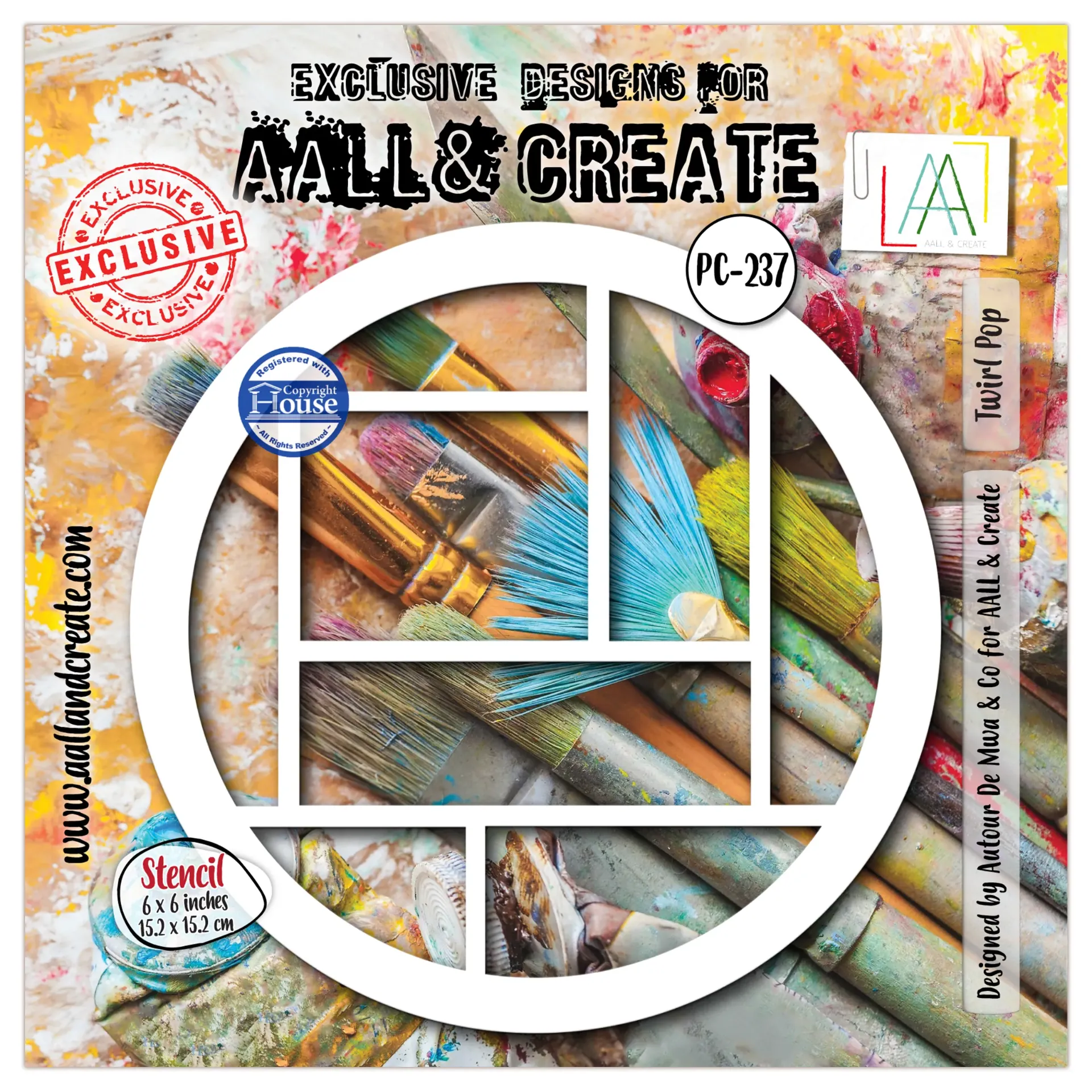 [183934] AALL & Create Stencil 6'x6' By Autour de Mwa & Co - #237 Twirl Pop