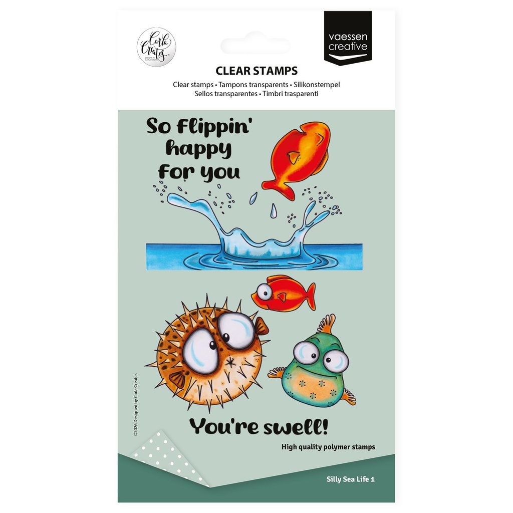 Vaessen Creative Clear Stamps by Carla Creates Silly Sea Life 12/Pkg