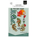 Vaessen Creative Clear Stamps by Carla Creates Silly Sea Life 4 10/Pkg