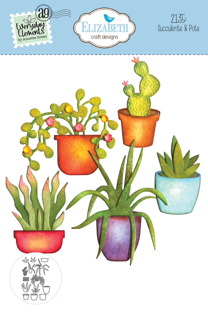 Elizabeth Craft Designs Cutting Dies This Lovely Life  - 2135 Succulents & Pots