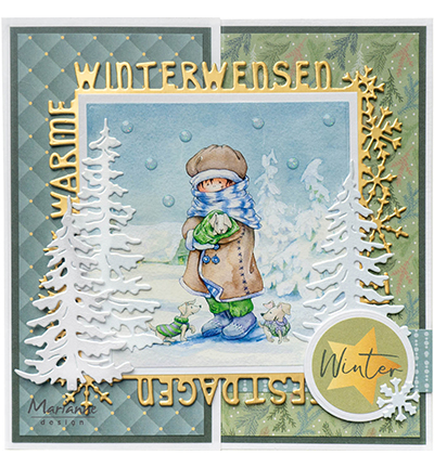 Marianne Design Cutting Dies Craftables by Marleen - CR1660 Fijne Feestdagen Vierkant