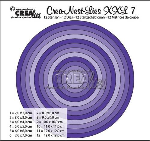 Crealies Crea-Nest-Lies Dies - XXL07 Snijmal gladde cirkels, hele centimeters (2 cm - 13 cm)
