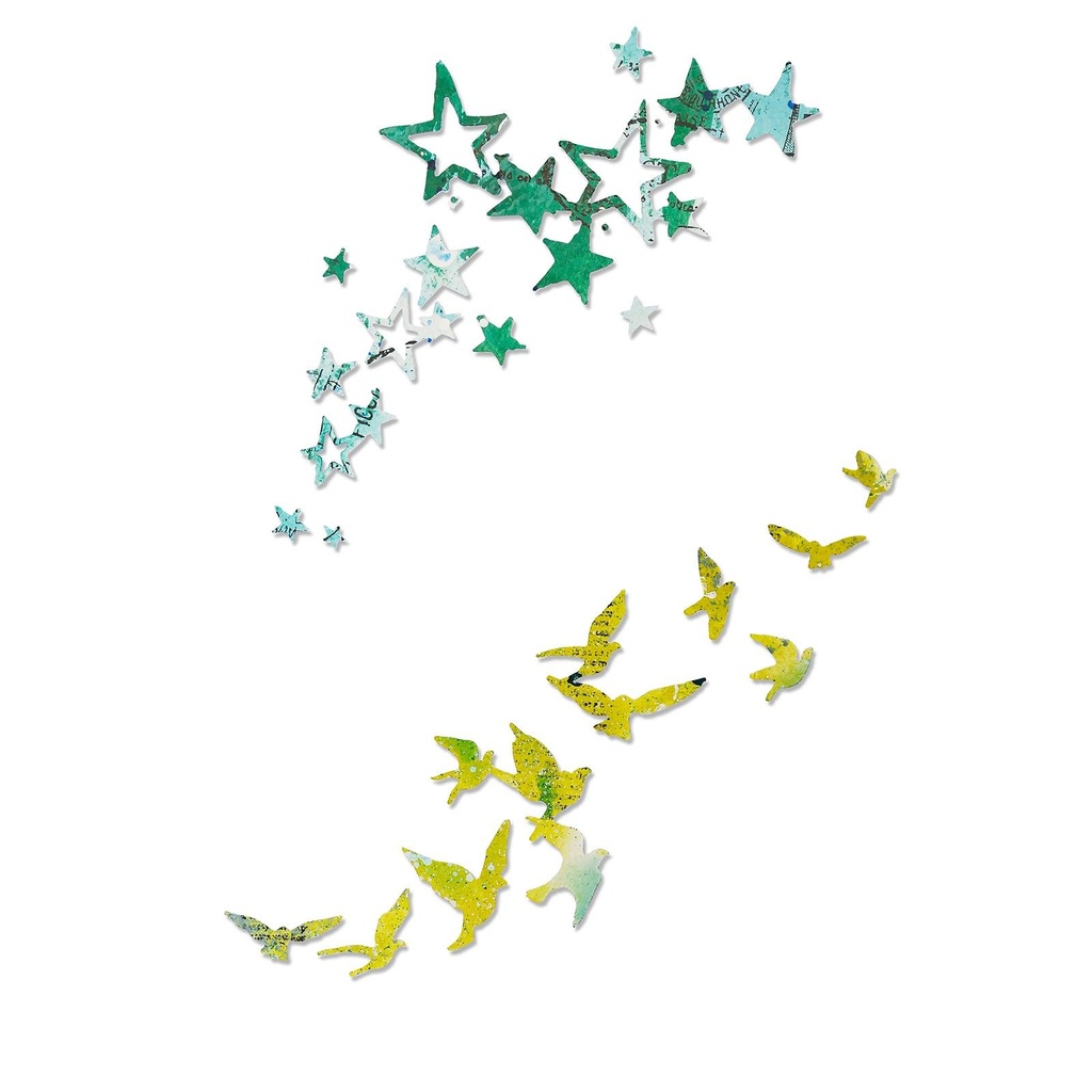 Sizzix Thinlits Die Set 2/Pkg By Pete Hughes - Birds and Stars