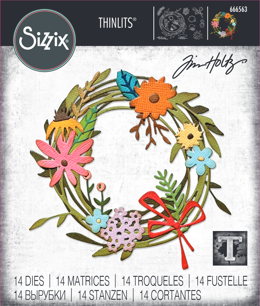 Sizzix Thinlits Dies By Tim Holtz 14/Pkg - 666563 Vault Funky Floral Wreath