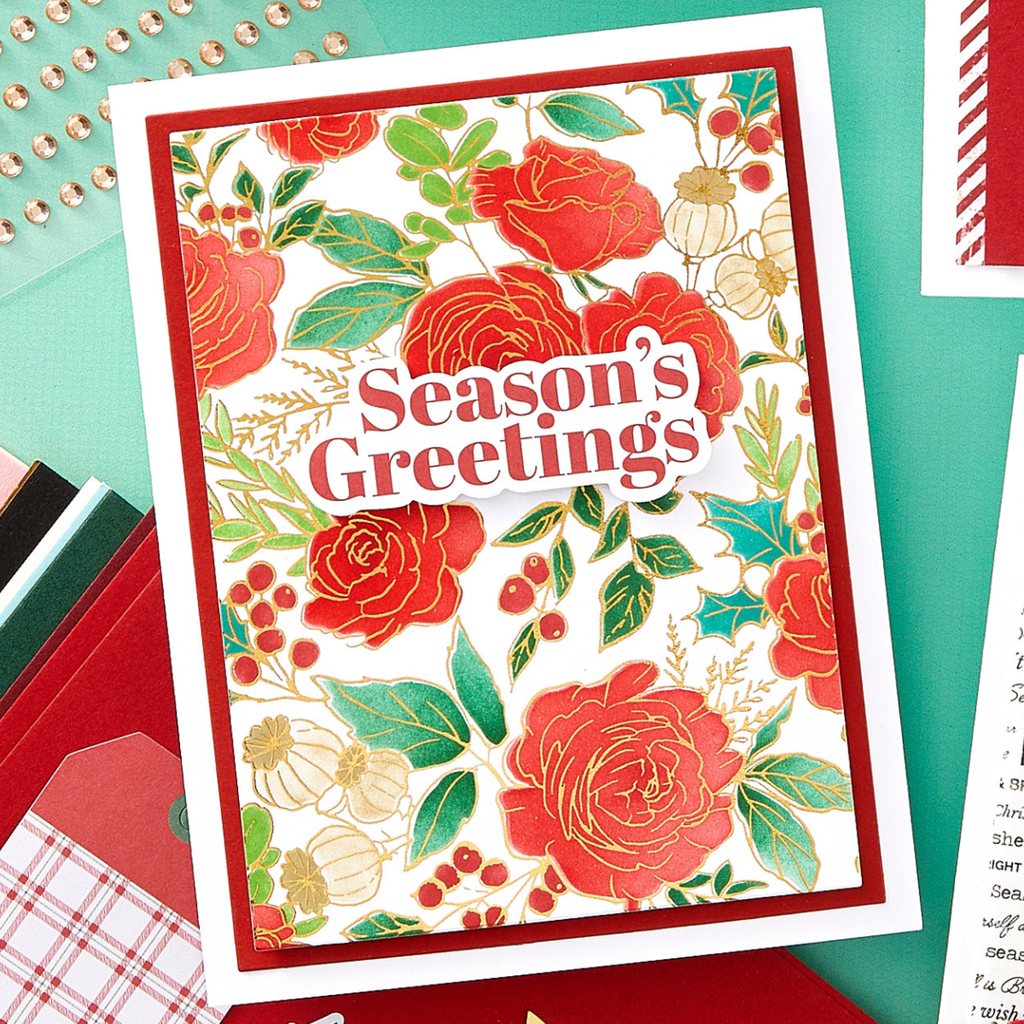 Spellbinders BetterPress and Stencil Bundle - BD-0879 Winter Rose Background