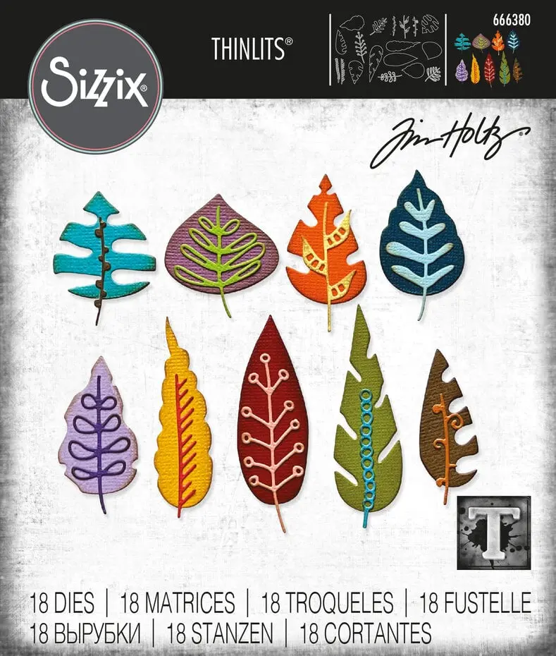 Sizzix Thinlits Dies By Tim Holtz 18/Pkg - 666380 Artsy Leaves