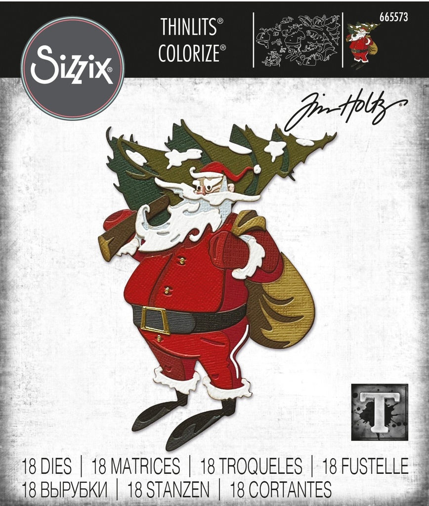 Sizzix Thinlits Dies By Tim Holtz 18/Pkg - 665573 Woodland Santa, Colorize