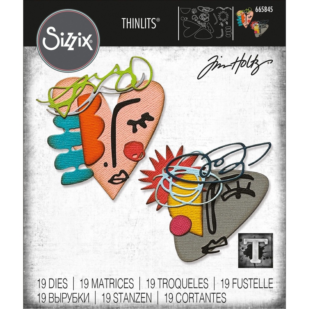 Sizzix Thinlits Dies By Tim Holtz 19/Pkg - 665845 Abstract Faces