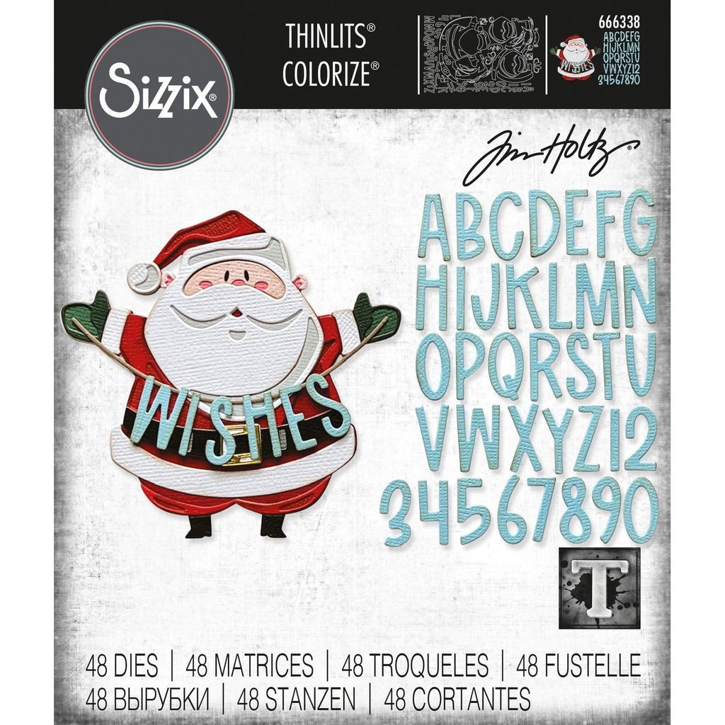 Sizzix Thinlits Dies By Tim Holtz 48/Pkg - 666338 Santa Greetings Colorize