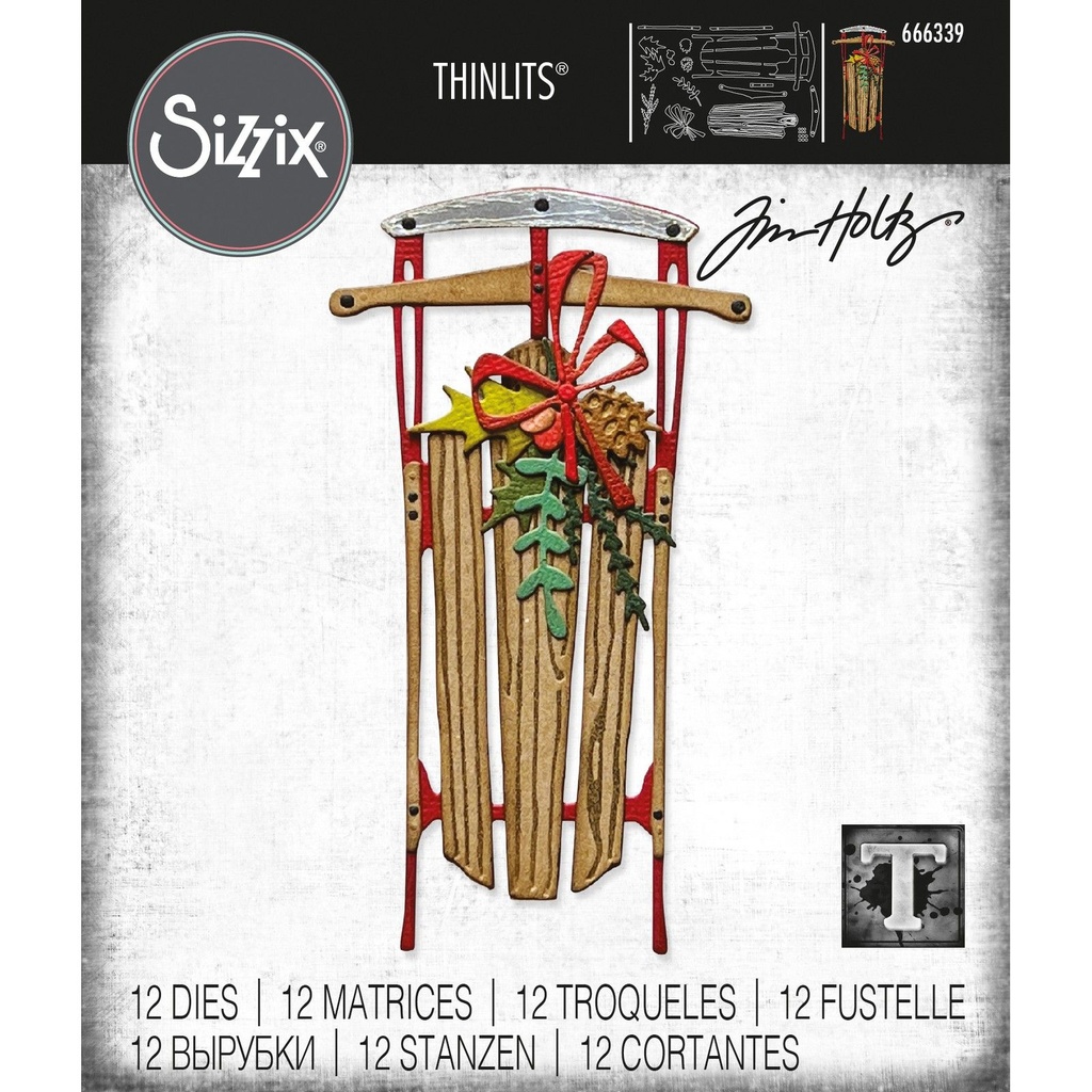 Sizzix Thinlits Dies By Tim Holtz 12/Pkg - 666339 Vintage Sled