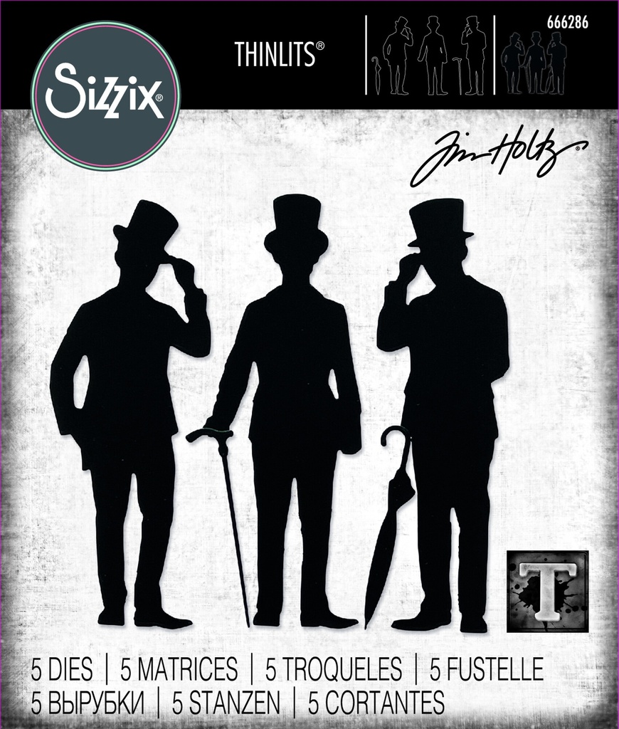 Sizzix Thinlits Dies By Tim Holtz 5/Pkg - Gentlemen