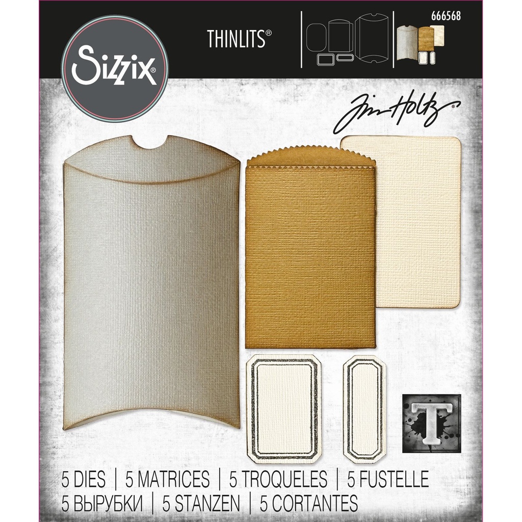 Sizzix Thinlits Dies By Tim Holtz 5/Pkg - 666568 Vault Pillow Box & Bag