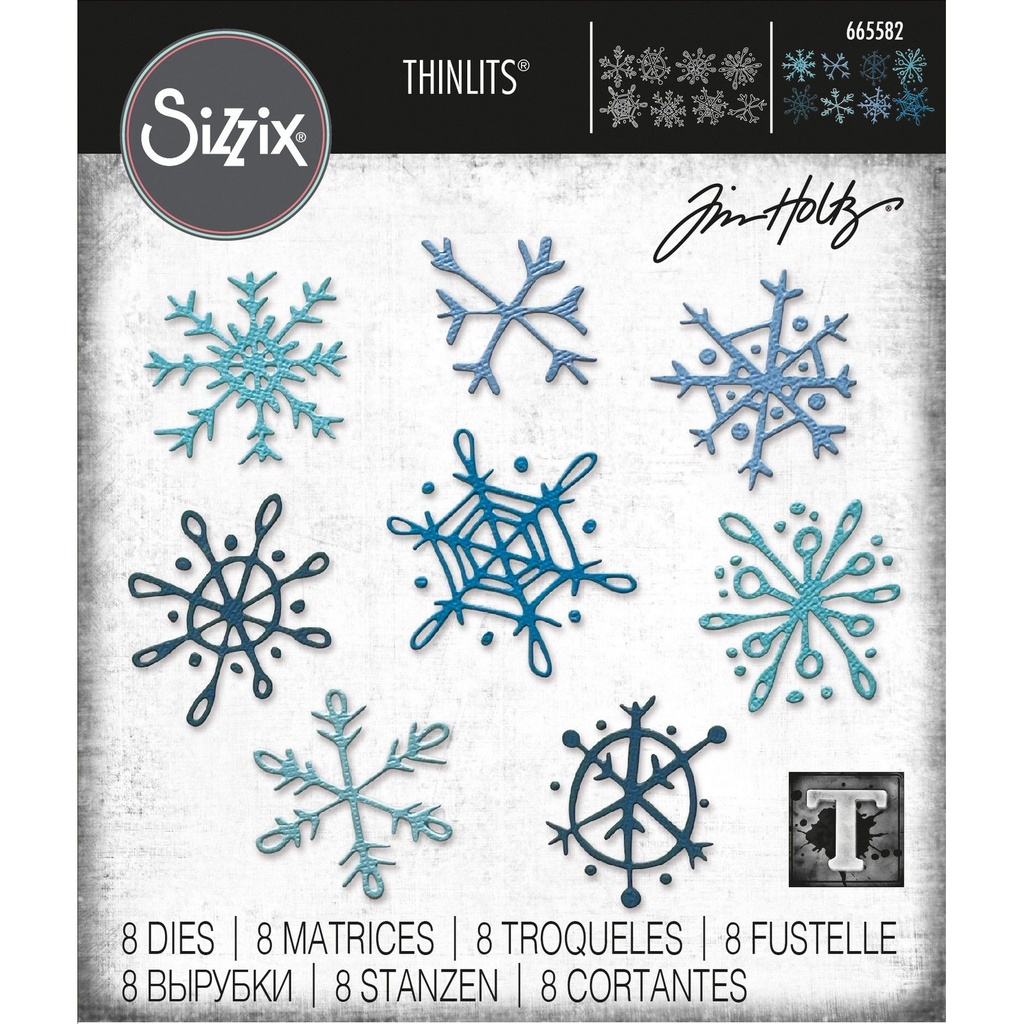 Sizzix Thinlits Dies By Tim Holtz 8/Pkg - 665582 Scribbly Snowflakes