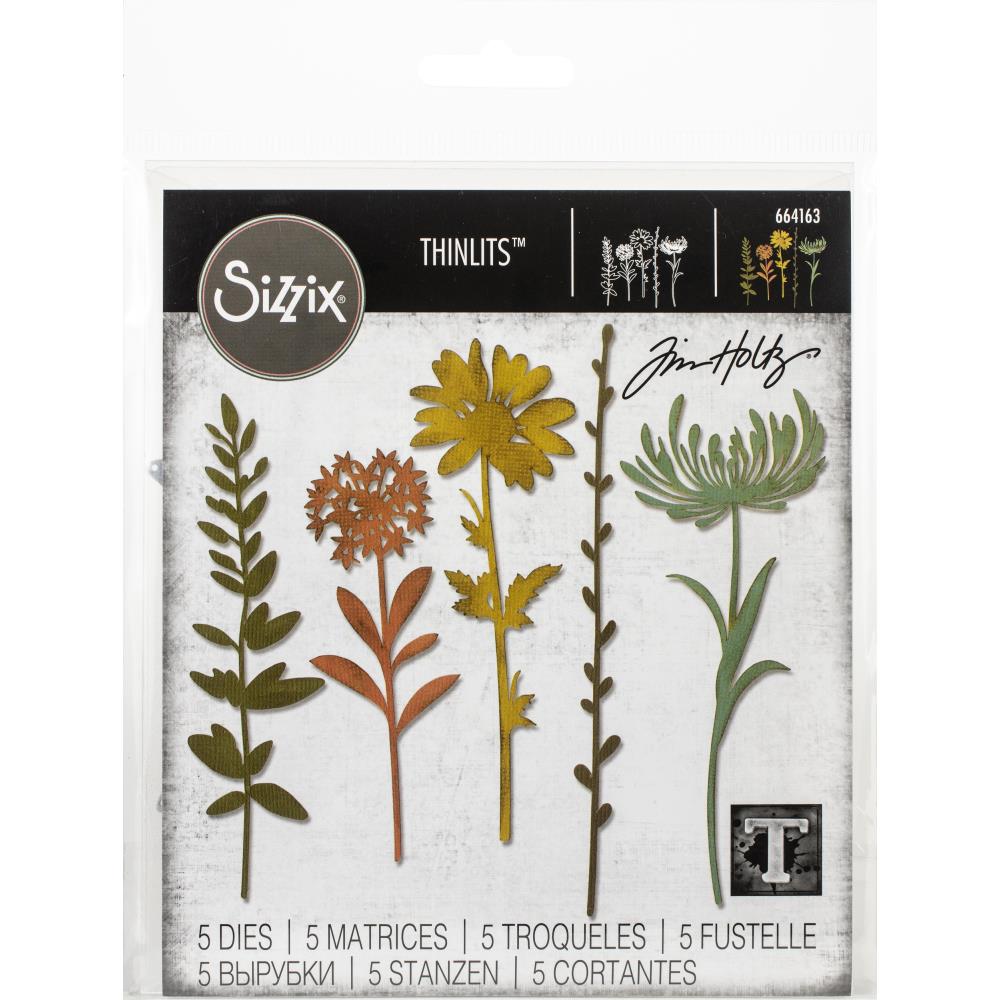 Sizzix Thinlits Dies By Tim Holtz 5/Pkg - 664163 Wildflower Stems #1