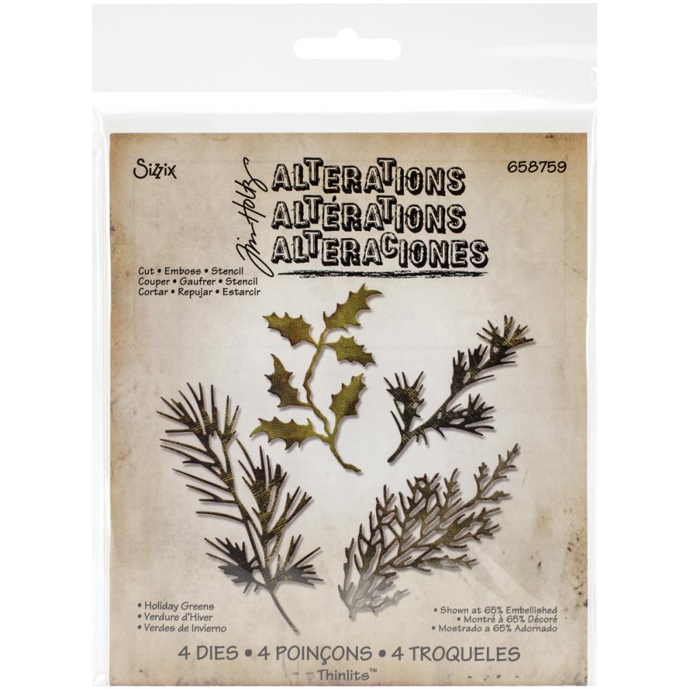 Sizzix Thinlits Dies By Tim Holtz 4/Pkg - Holiday Greens