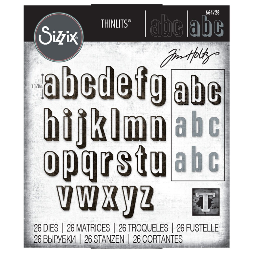 Sizzix Thinlits Dies By Tim Holtz 26/Pkg - Alphanumeric Shadow Lower