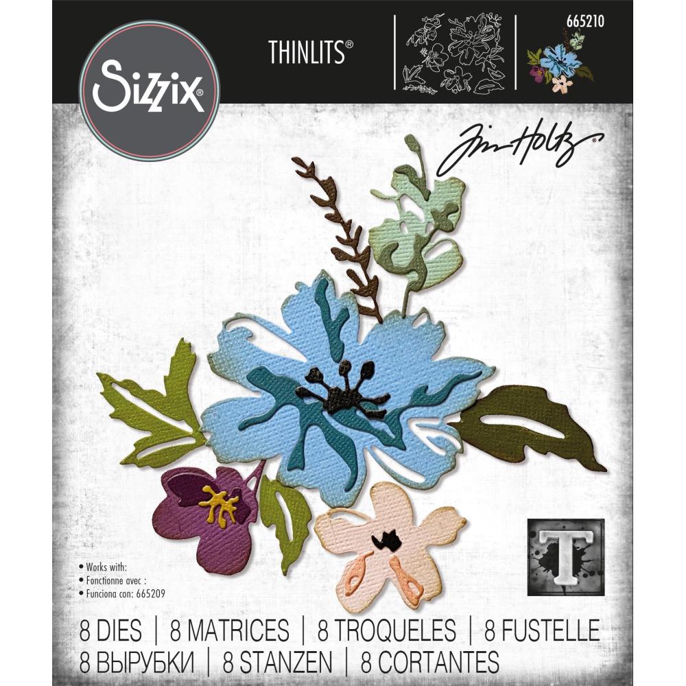 Sizzix Thinlits Dies By Tim Holtz 8/Pkg - Brushstroke Flowers #2