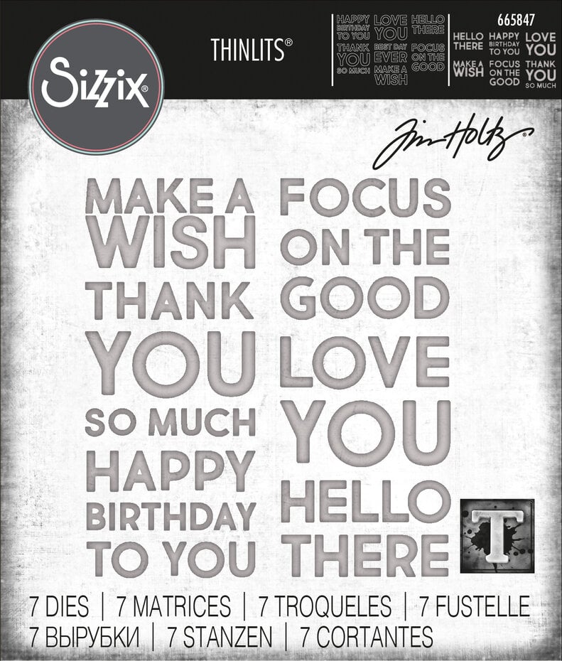 Sizzix Thinlits Dies By Tim Holtz 7/Pkg - 665847 Bold Text