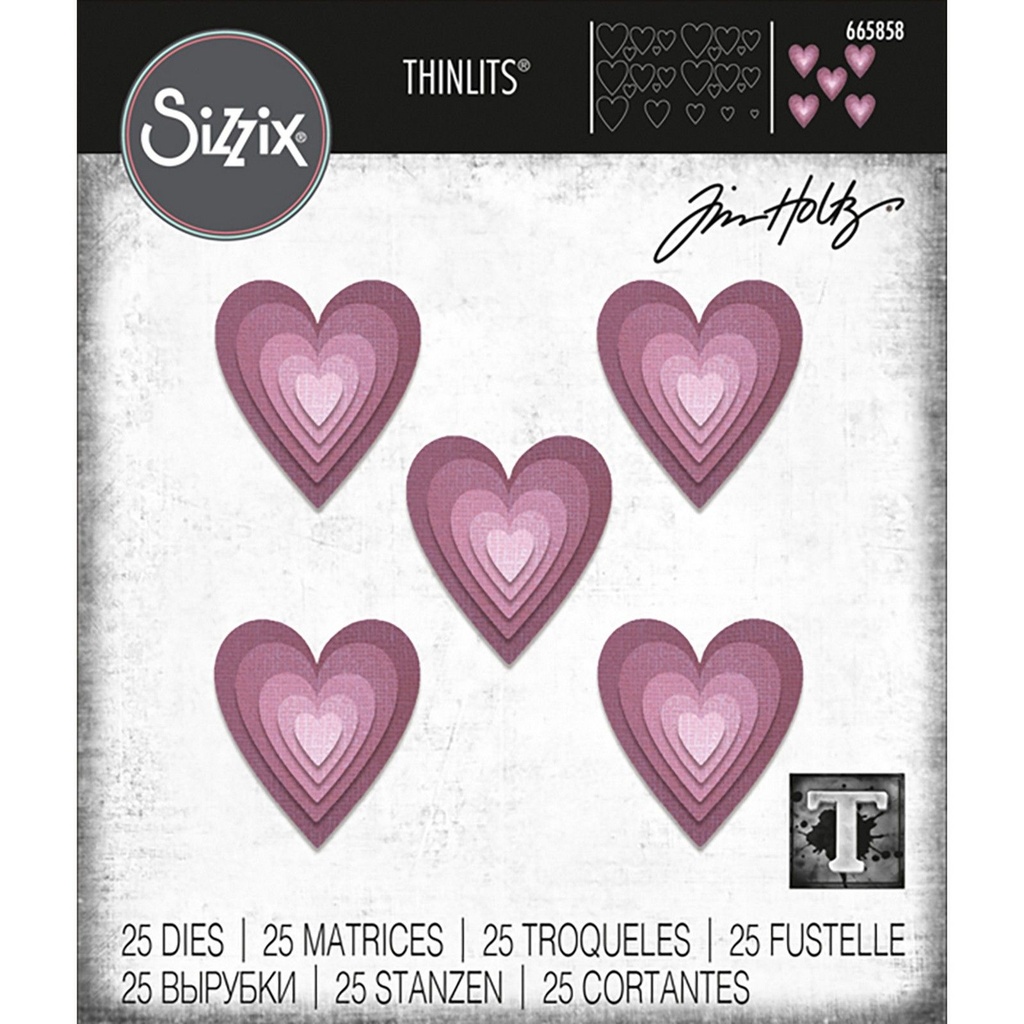 Sizzix Thinlits Die Set By Tim Holtz 25/Pkg - Stacked Tiles Hearts