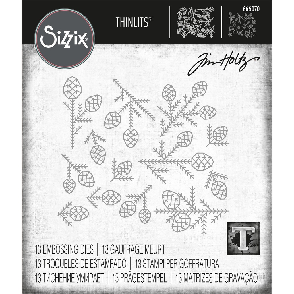 Sizzix Thinlits Dies 13/Pkg By Tim Holtz - Pine Patterns