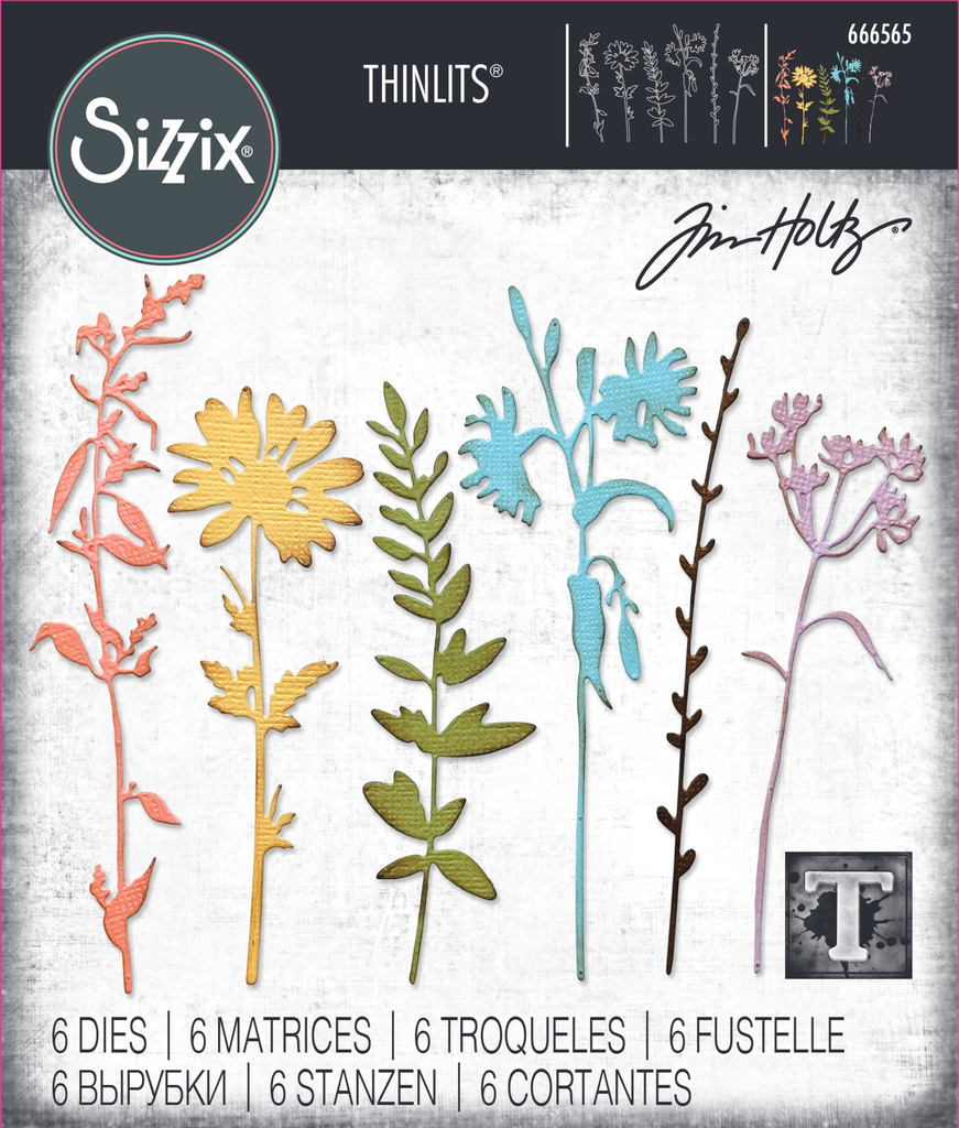 Sizzix Thinlits Dies By Tim Holtz 6/Pkg - 666565 Vault Wildflowers