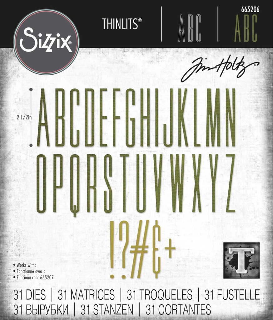 Sizzix Thinlits Dies By Tim Holtz 31/Pkg - 665206 Alphanumeric Stretch Upper