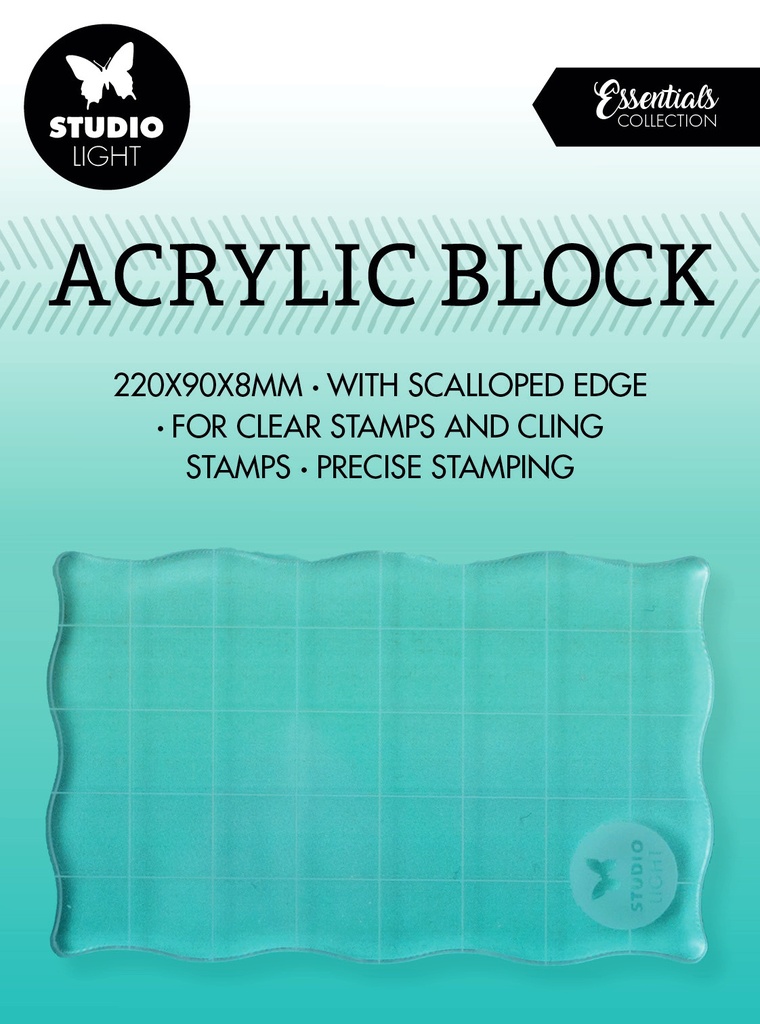 Studio Light Acrylic Stamp Block for clear and cling stamps with grid Essentials 50x80x8mm nr. 03