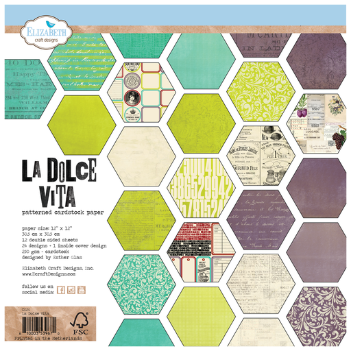 Elizabeth Craft Designs Cardstock 12x12" - C026 La Dolce Vita