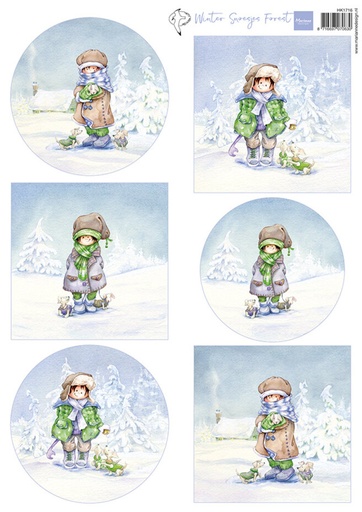 Marianne Design Decoupage A4 Sheet - HK1716 Hetty's Snoesjes Winter Forest