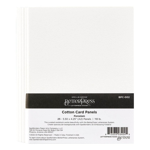 Spellbinders BetterPress Cotton Card Panels 4.25x5.5" 25/Pkg - Porcelain