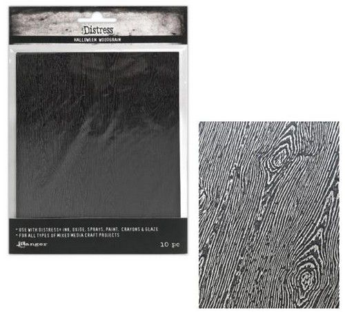 Tim Holtz Distress Halloween Cardstock Woodgrain - Black