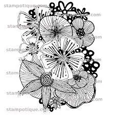 Stampotique Cling Stamp - 14034 Flower Frenzy