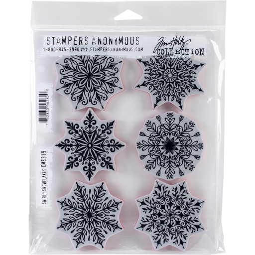 Tim Holtz Cling Stamps - CMS319 Swirly Snowflakes