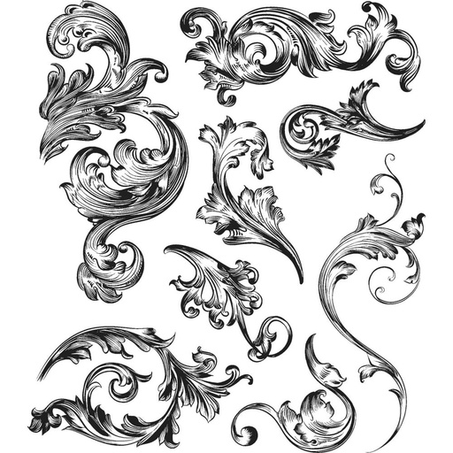 Tim Holtz Cling Stamps - CMS367 Scrollwork