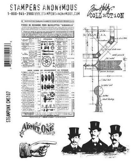 Tim Holtz Cling Stamps - CMS107 Steampunk