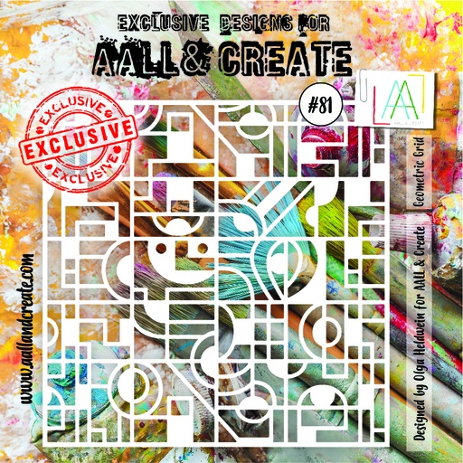 AALL & Create Stencils 6'x6' By Olga Heldwein - #81 Geometric Grid