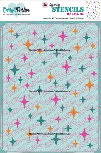CarlijnDesign Stencils 3/Pkg A6 - CDSC-0039 Twinkel Sterren