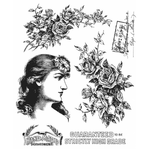 Tim Holtz Cling Stamps - CMS255 Lady Rose