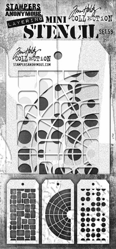 Tim Holtz Mini Layering Stencil Set 3/Pkg - Set #59