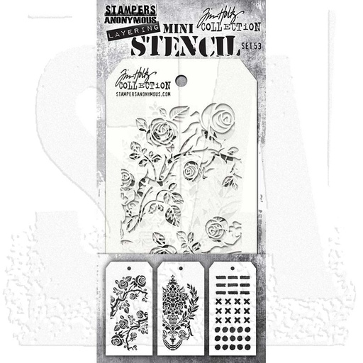 Tim Holtz Mini Layering Stencil Set 3/Pkg - Set #53