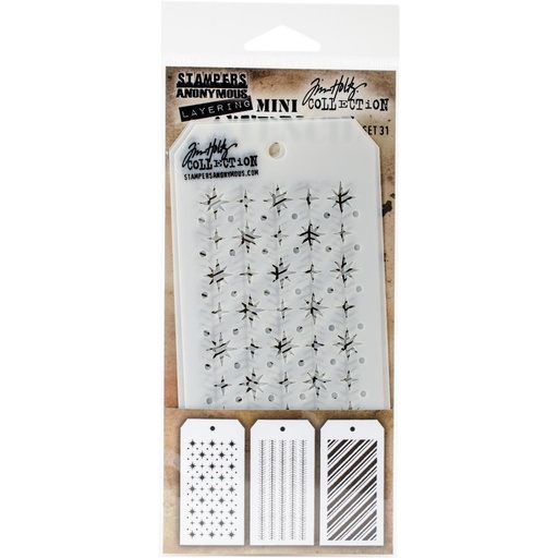 Tim Holtz Mini Layering Stencil Set 3/Pkg - Set #31