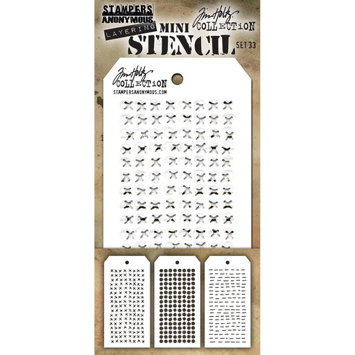Tim Holtz Mini Layering Stencil Set 3/Pkg - Set #33