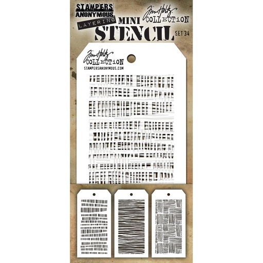 Tim Holtz Mini Layering Stencil Set 3/Pkg - Set #34